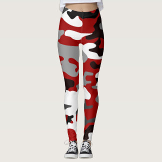 Leggings Camouflage noir, gris et rouge, dessin graphique 0