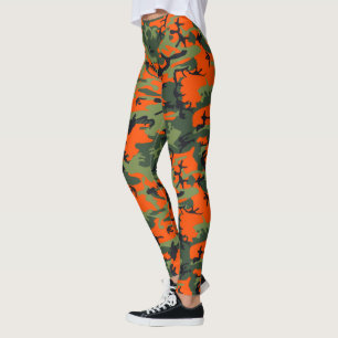 Leggings Camouflage orange, vert, noir