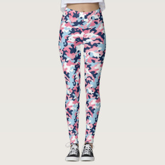 Leggings camouflage rose et bleu