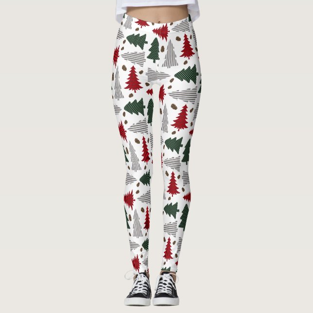 Leggings Campagne Arbres De Noël Et Légendes De Pinecones (Devant)