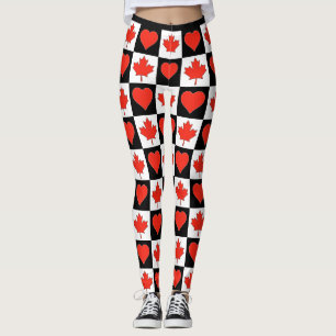 Leggings Canada Drapeau Coeur Motif mignon Patriotique Cana