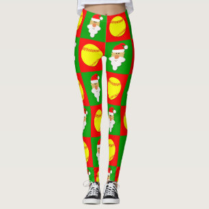 Leggings Canapés Red & Green Fastpitch & Noël Père Noël