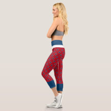 4 juillet étoile rouge et bleue Capris haut taille