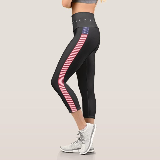 Leggings Capri 4 juillet moderne American Flag Nom été (Gauche)