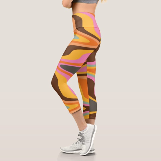 Leggings Capri 60s Retro Tye Die les années 70 Hippy (Gauche)