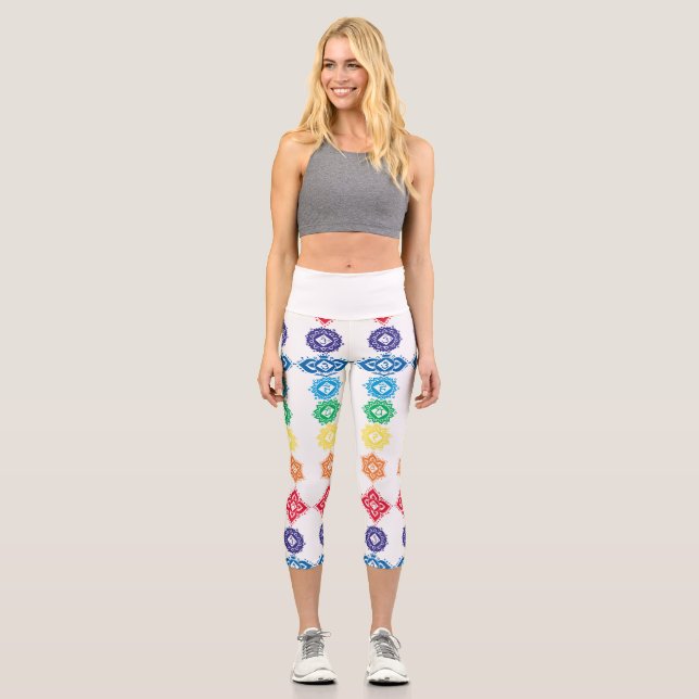 Leggings Capri 7 chakras floraux (Recto)