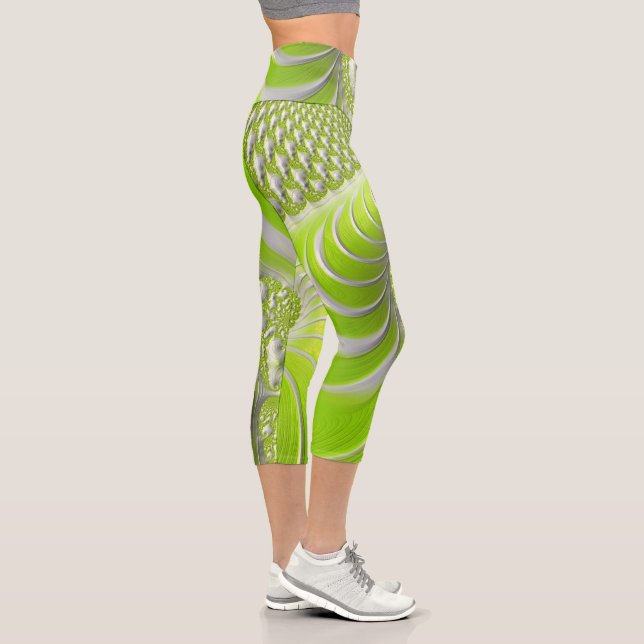 Leggings Capri Abstract Lime Green (Droite)