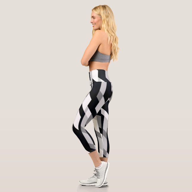 Leggings Capri Abstrait En Noir Et Blanc (Gauche)