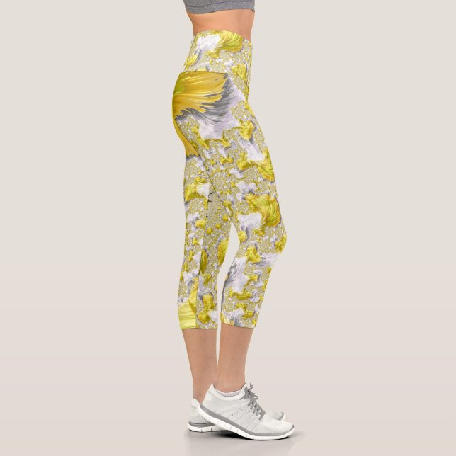 Leggings Capri Abstrait jaune doré symétrique fractal (Droite)