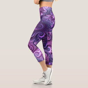 Leggings Capri Abstrait Lilac coloré et violet Motif spiral