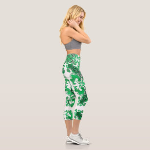 Leggings Capri Abstrait mandala vert élégant papillon