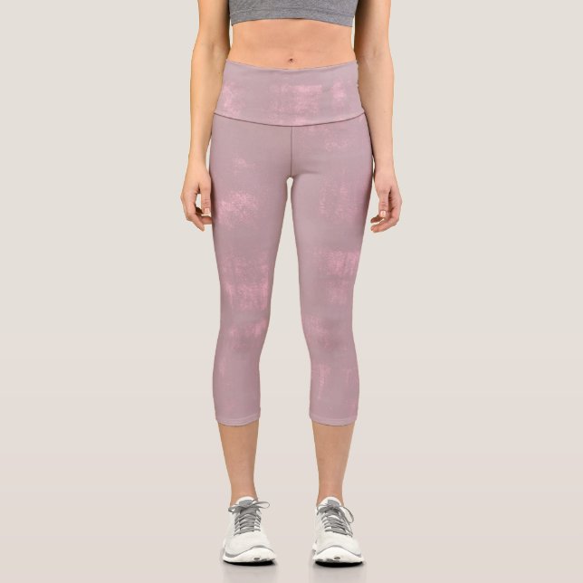 Leggings Capri Abstrait simple rose gris clair (Recto)