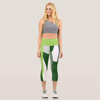 Leggings Capri Abstrait vert et blanc