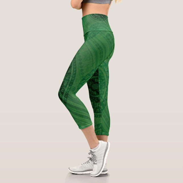 Leggings Capri Acceptation | Médaillons de méditation verte (Gauche)