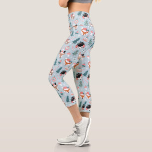 Leggings Capri Adorable Bois Noël Animal Visages Motif