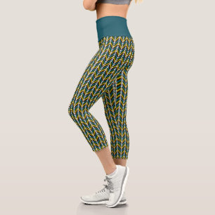 Leggings Capri Afrique Motif Ethno Africa Imprimer Turquoise géom