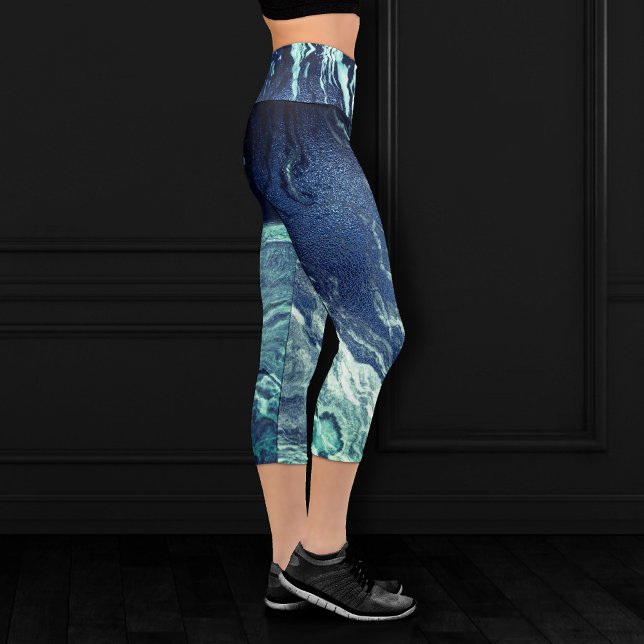 Leggings Capri Agate bleue cristallisée | Pierre marbrée en ardoi (Créateur téléchargé)