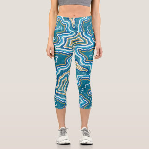 Leggings Capri Agate graphique en or bleu
