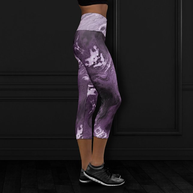 Leggings Capri Agate violette cristallisée | Moody Marbled Stone (Créateur téléchargé)