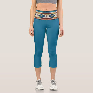 Leggings Capri "AGUA BAND / TEAL" Capris taille haute 