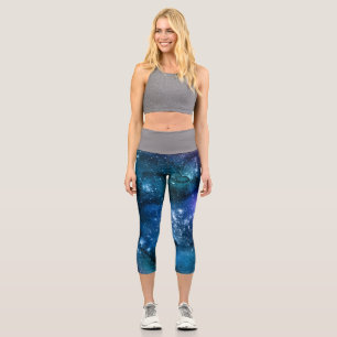 Leggings Capri Amateurs de galaxie Starry Space Blue Sky White Sp