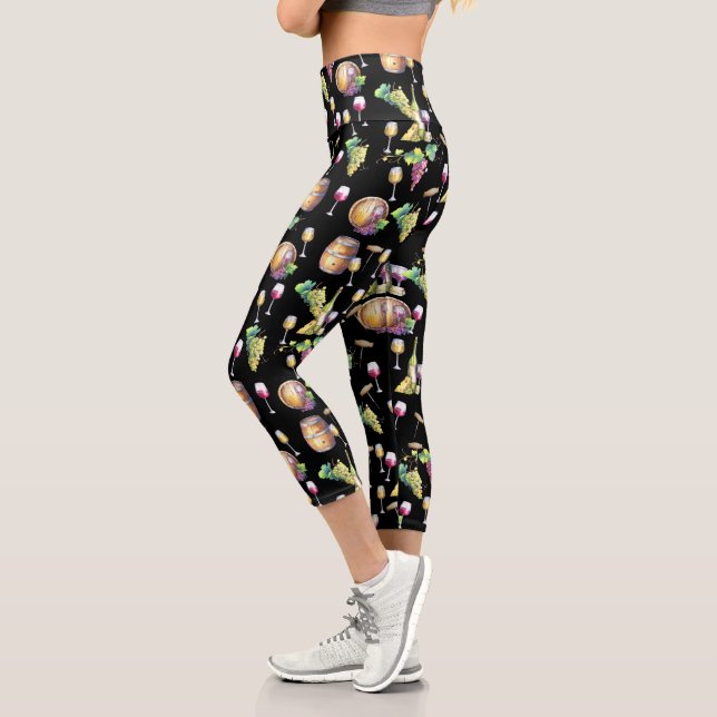Leggings Capri Amateurs de vin Red White Winery Motif (Gauche)