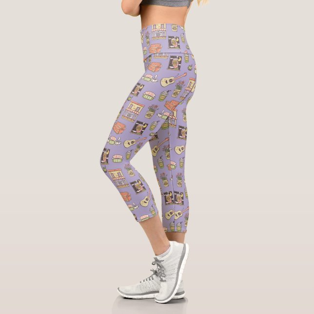 Leggings Capri AMIS™ | Motif d'icône violet (Gauche)