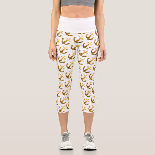 Leggings Capri Ancre d'parties scintillant d'motif d'or faux bril