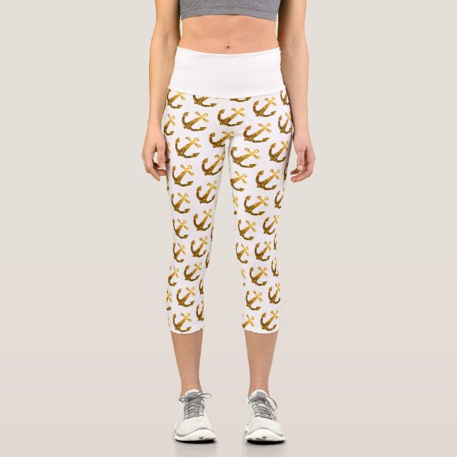 Leggings Capri Ancre d'parties scintillant d'motif d'or faux bril (Recto)
