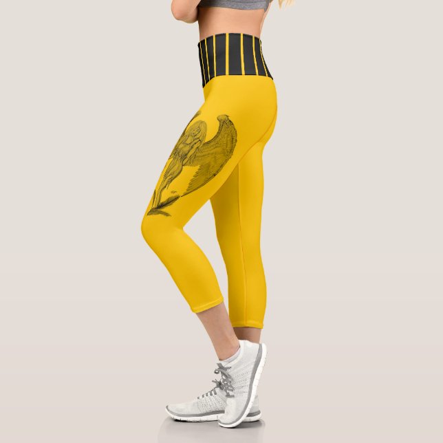 Leggings Capri Angel, noir et jaune (Gauche)