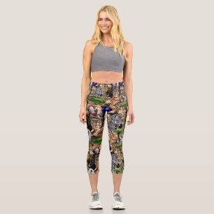 Leggings Capri Animaux sauvages de la Savane africaine