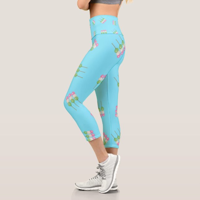 Leggings Capri Anime Blue Pastel Dango Capris haut taille (Gauche)