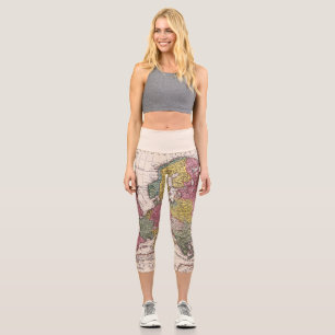 Leggings Capri Antique vieille carte inspirée (9)