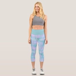 Leggings Capri Aquarelle bleu violet rose moderne