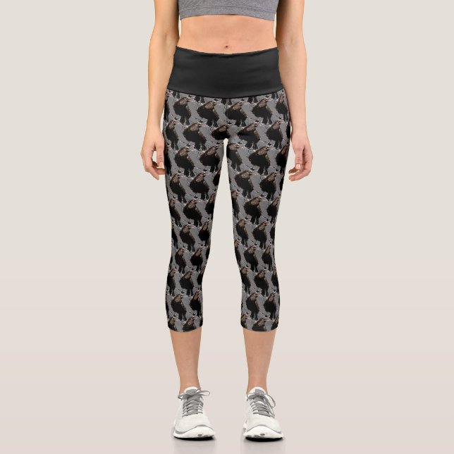 Leggings Capri Aquarelle Corbeau Oiseau Nature animale (Recto)