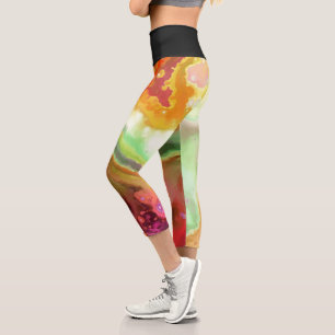 Leggings Capri Aquarelle et noir   Zazzle_Growshop.