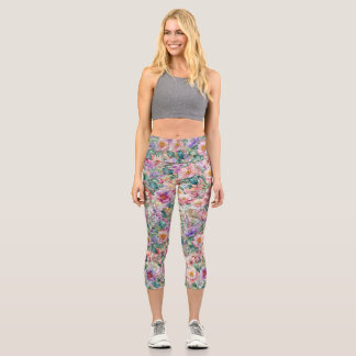 Leggings Capri Aquarelle motif floral, Arrière - plan floral