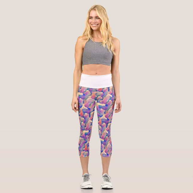Leggings Capri Aquarelle Motif haut taille Capri (Recto)