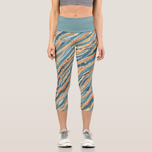 Leggings Capri Aquarelles bissées au soleil (Recto)