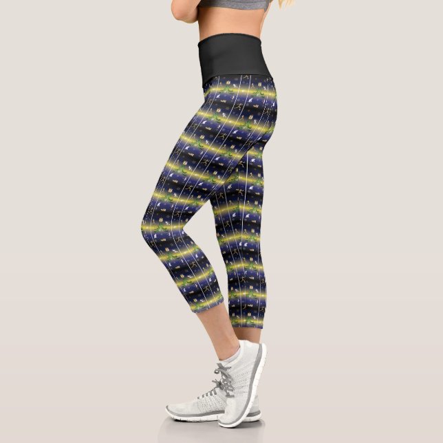 Leggings Capri Arbre de Noël du coureur - Filles en course (Gauche)