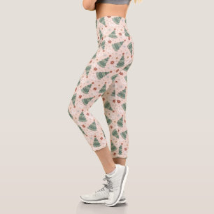 Leggings Capri Arbres de Noël et signes de paix Motif