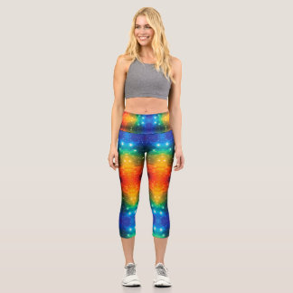 Leggings Capri Arc-en-ciel brillant Galaxie cosmique Étoiles Fier