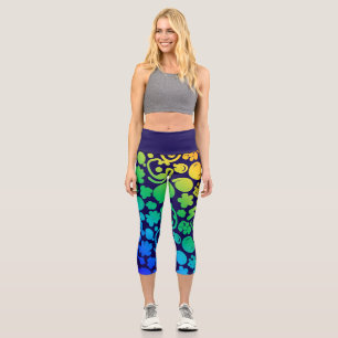 Leggings Capri Arc-en-ciel formes Abstraites, visages souriants, 