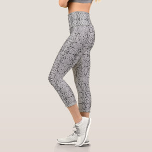 Leggings Capri Argent gris Anaconda Snakeskin
