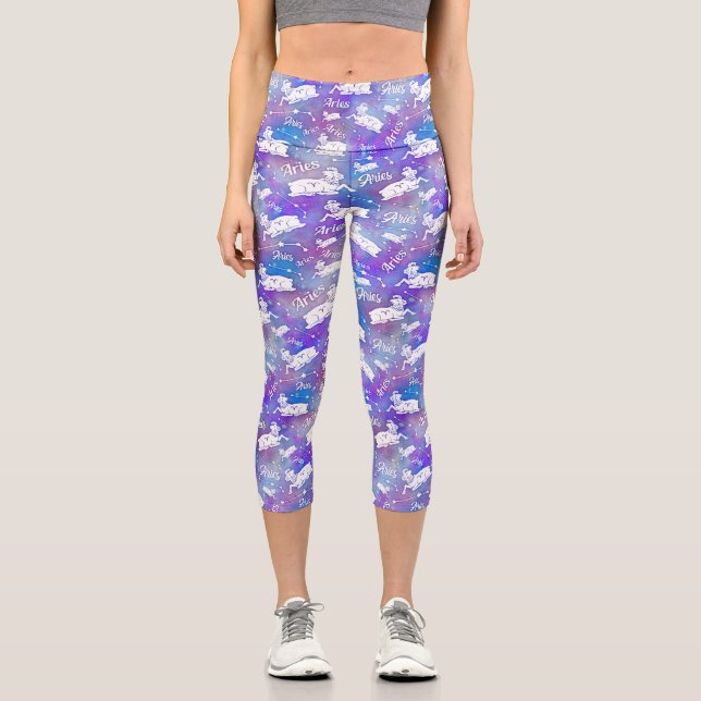 Leggings Capri Aries Ram Constellation Étoiles Anniversaire Motif (Recto)