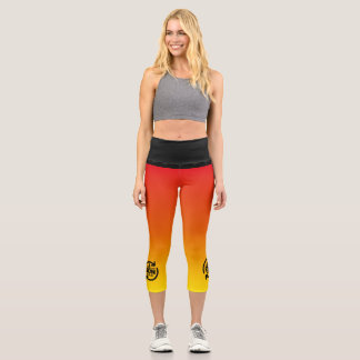 Leggings Capri Arrière - plan de coucher de soleil de répétition