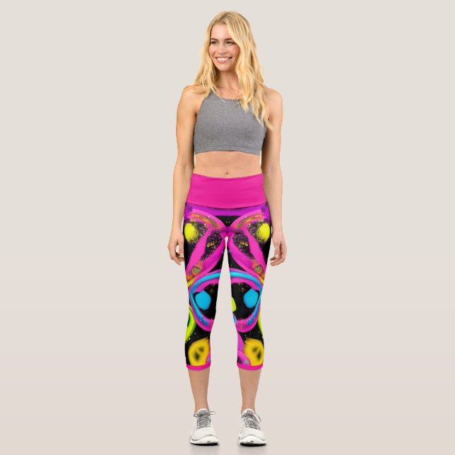 Leggings Capri art abstrait brillant (Recto)