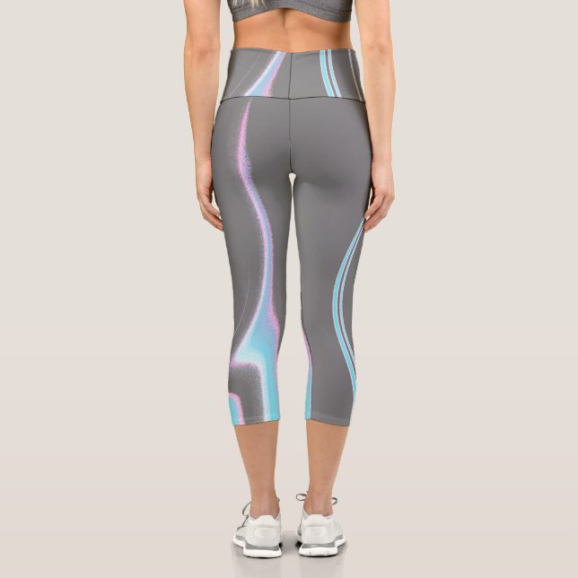 Leggings Capri Art Abstrait Gris Gris Gris Bleu Blanc Minimalisme (Verso)
