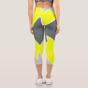 Leggings Capri Art Abstrait gris pâle gris jaune gris fusain gris