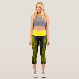 Leggings Capri Art Abstrait noir et jaune